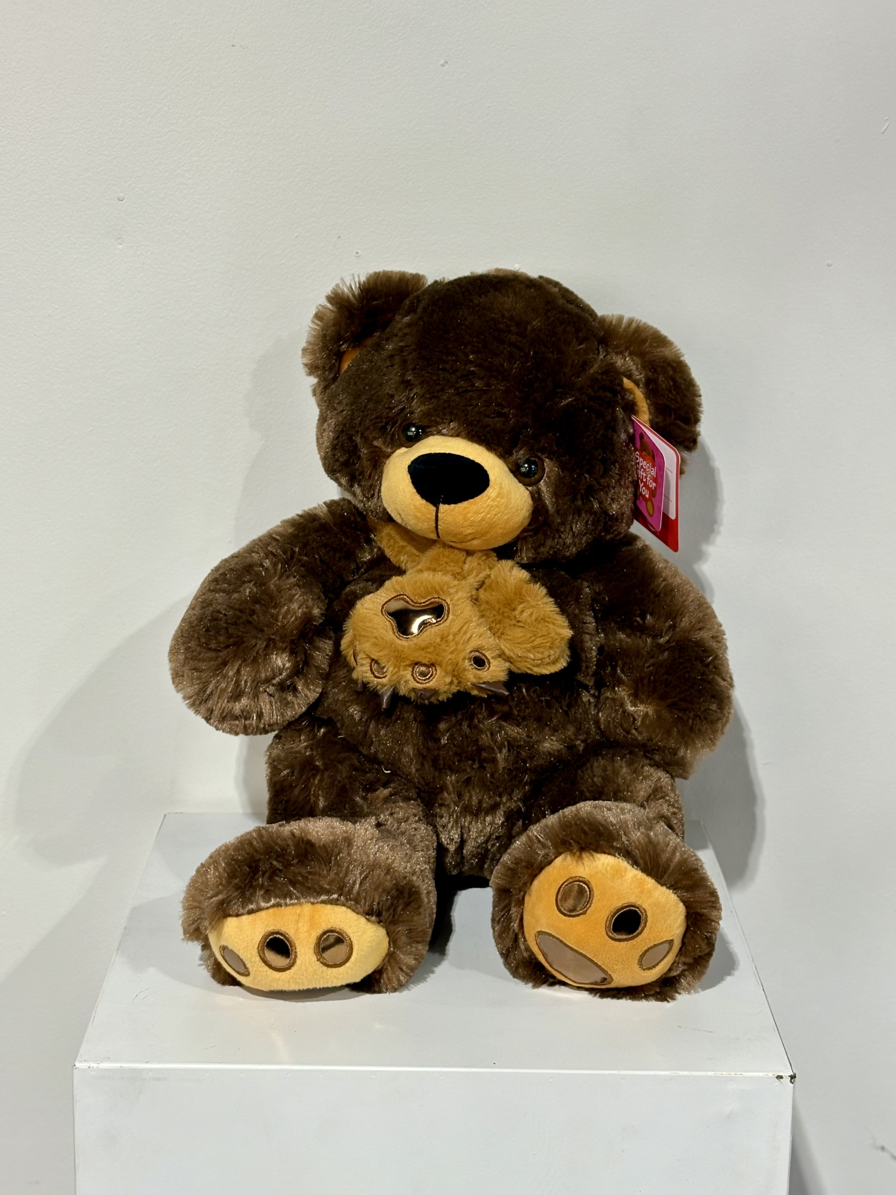 Paw Bear Plush — 18" (Dark Brown) – Huggable 18-inch dark brown bear
