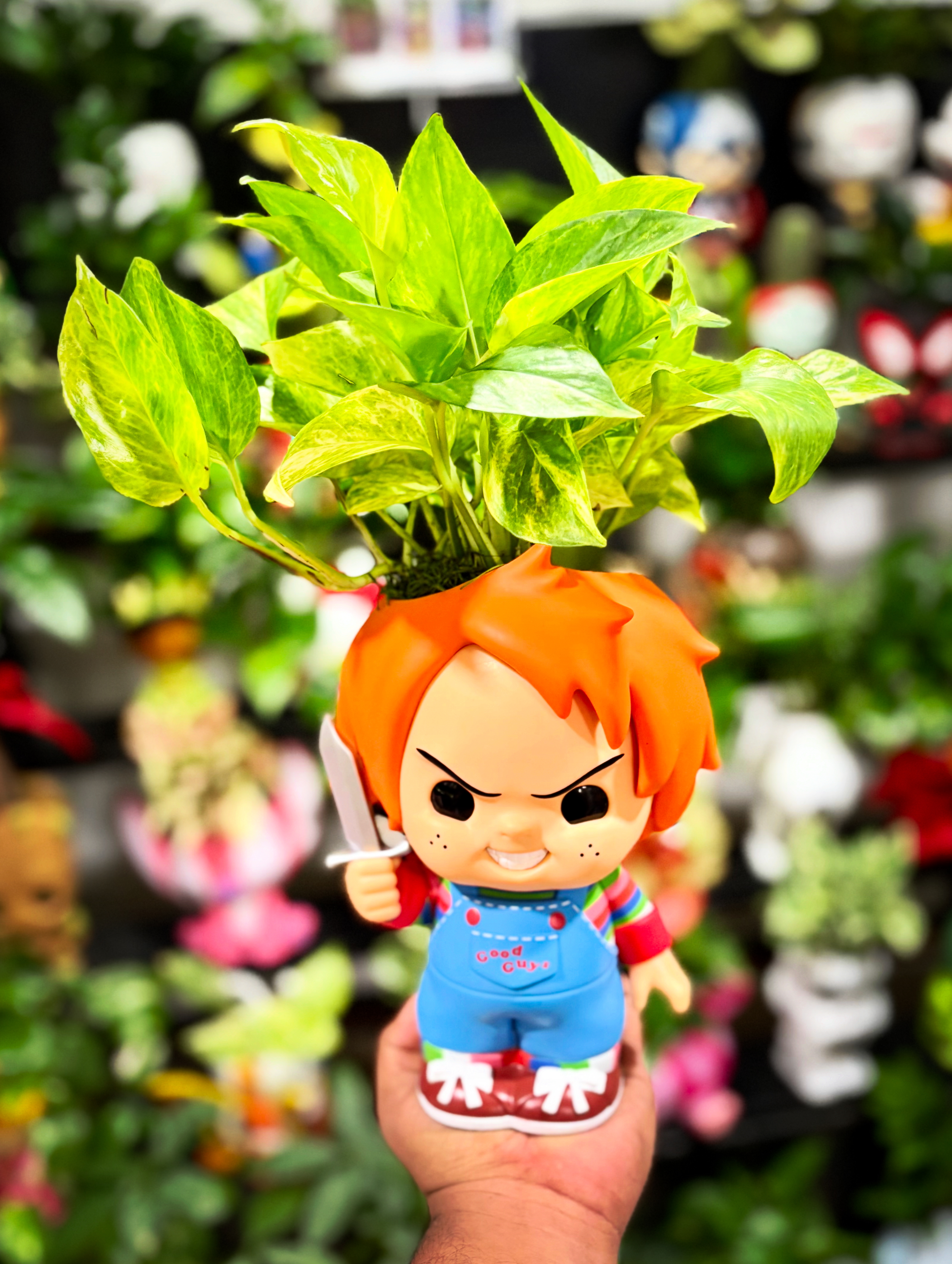 Chucky Planter – Bold Chucky character planter with vibrant foliage
